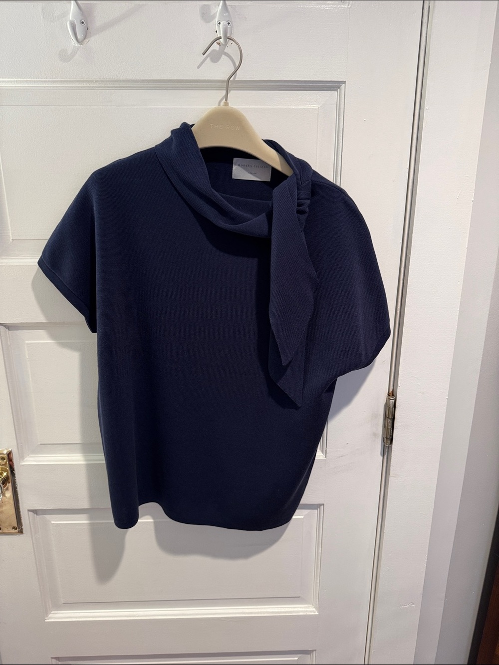Modern Citizen Navy Short Sleeve Top with Neck Tie